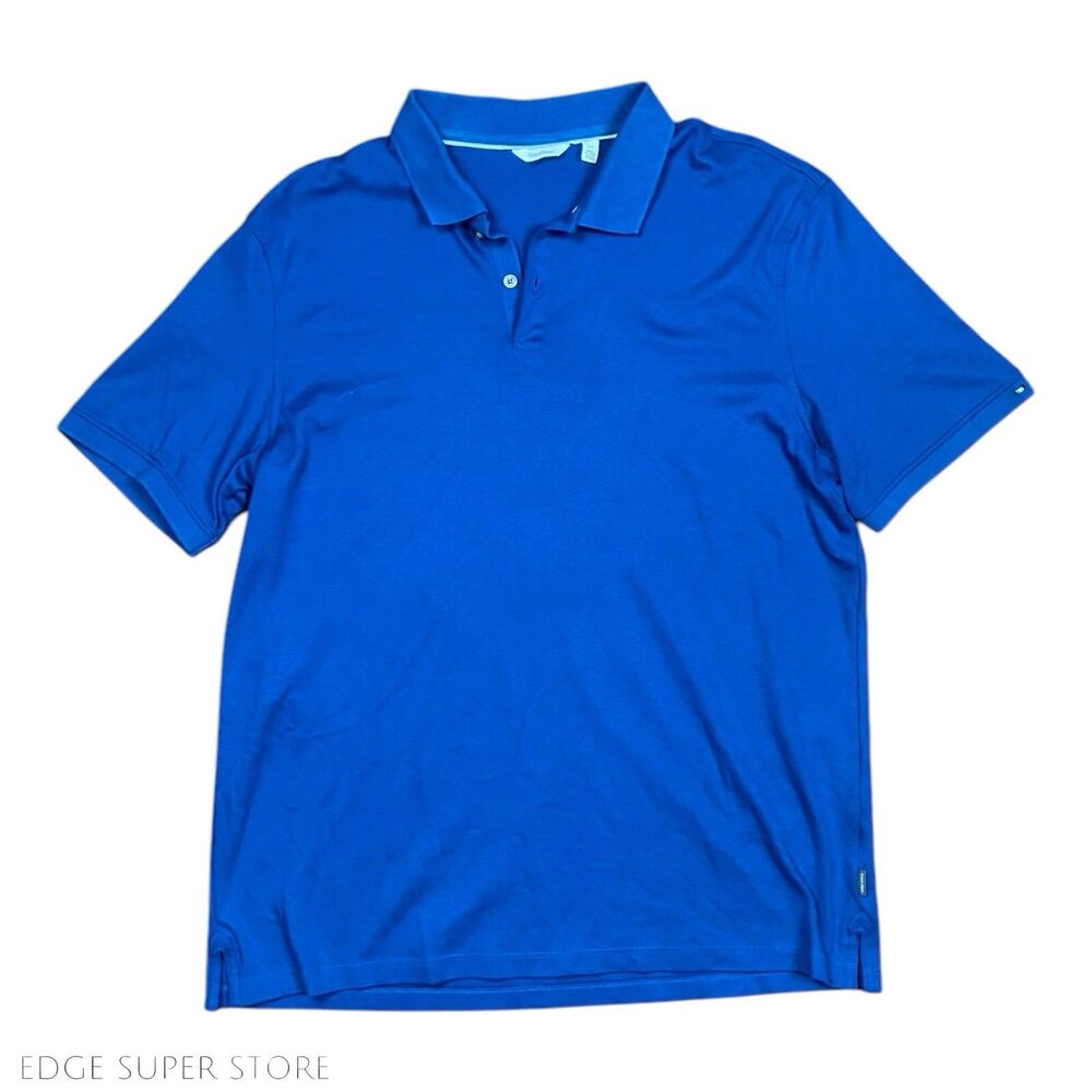 Calvin Klein Blue Luxe Short Sleeve Polo Shirt Size Large